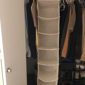 The Container Store - Cream, Metal Hanging 6-Shelf Closet Organizer, Collapsible